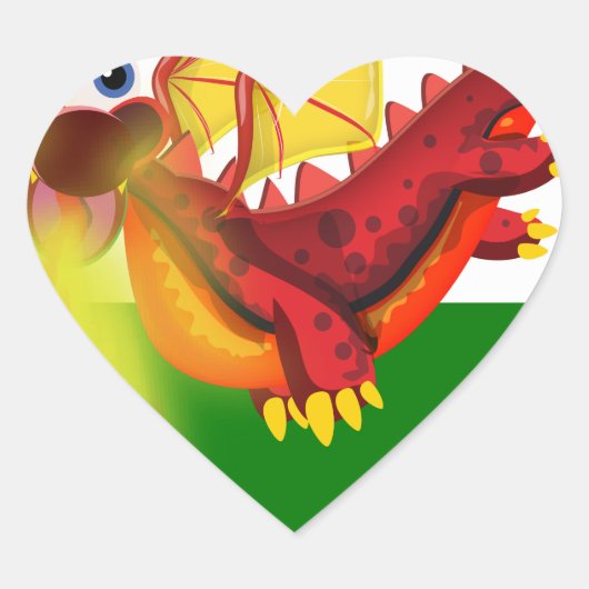 Welsh dragon hart sticker (Voorkant)