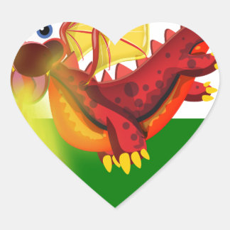 Welsh dragon hart sticker