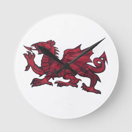 Welsh Dragon klokken. Ronde Klok (Voorkant)