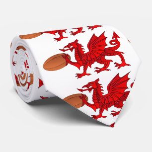 Welsh Dragon met een Rugby Ball Stropdas