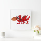 Welsh Dragon met een Rugby Ball Wall klok (Huis)