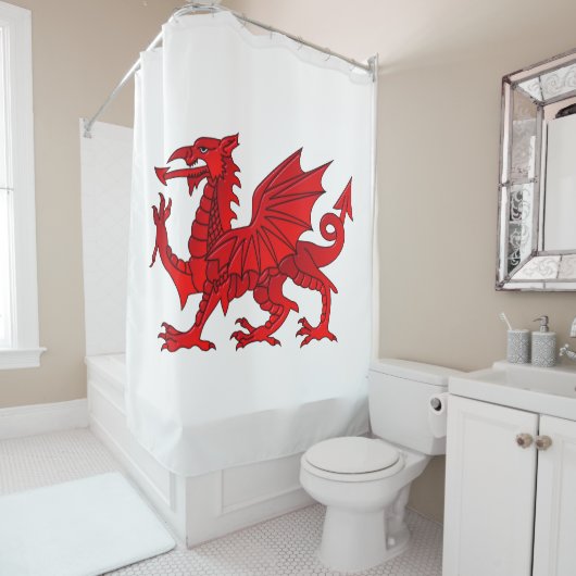 Welsh Dragon met een Schuine kant-en-klare gordijn (In situ)