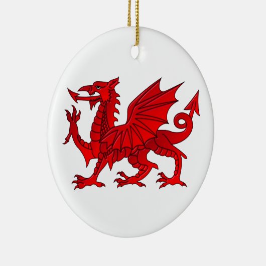 Welsh dragon met schuine rand keramisch ornament (Rechts)