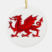 Welsh dragon met schuine rand keramisch ornament (Voorkant)