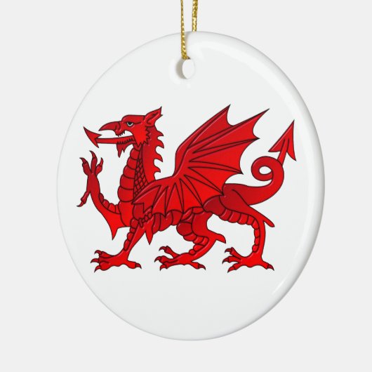 Welsh dragon met schuine rand keramisch ornament (Links)