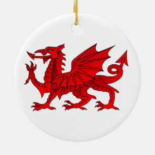 Welsh dragon met schuine rand keramisch ornament