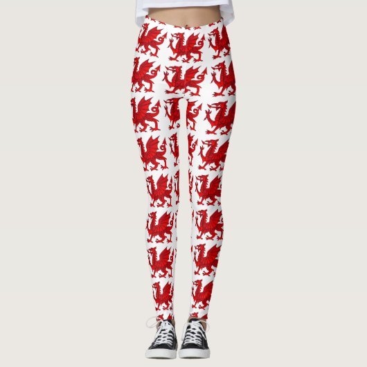Welsh dragon met schuine rand leggings (Voorkant)