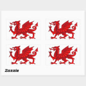 Welsh dragon met schuine rand rechthoekige sticker (Vel)