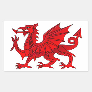 Welsh dragon met schuine rand rechthoekige sticker