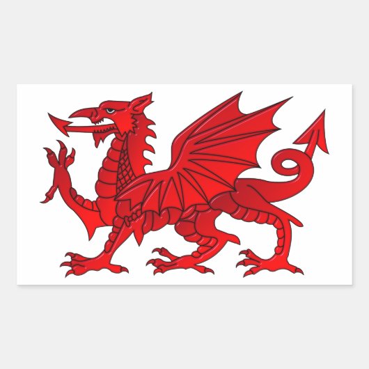 Welsh dragon met schuine rand rechthoekige sticker (Voorkant)