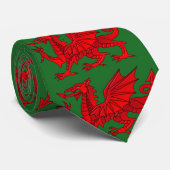 Welsh dragon met schuine rand stropdas (Opgerold)