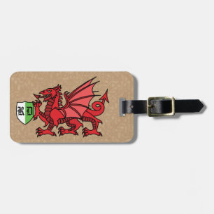 Welsh Dragon Monogram Bagagelabel