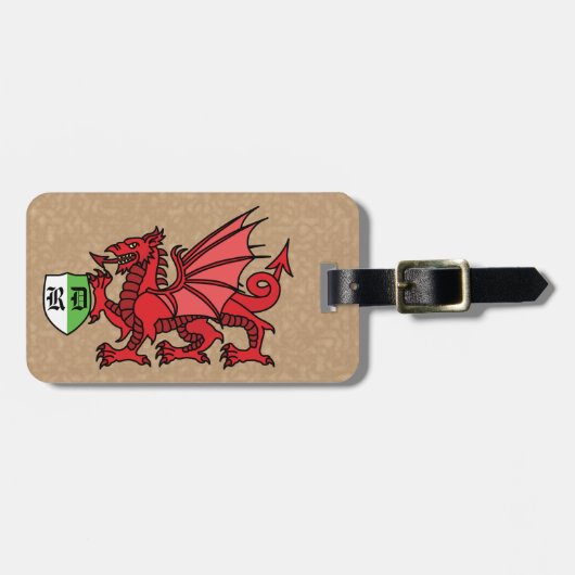 Welsh Dragon Monogram Bagagelabel (Voorkant horizontaal)