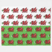 Welsh Dragon Monogram Fleece Deken (Voorkant (Horizontaal))