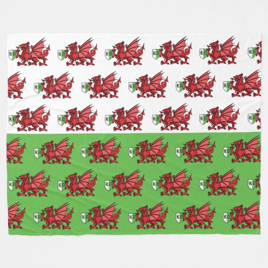 Welsh Dragon Monogram Fleece Deken (Voorkant (Horizontaal))