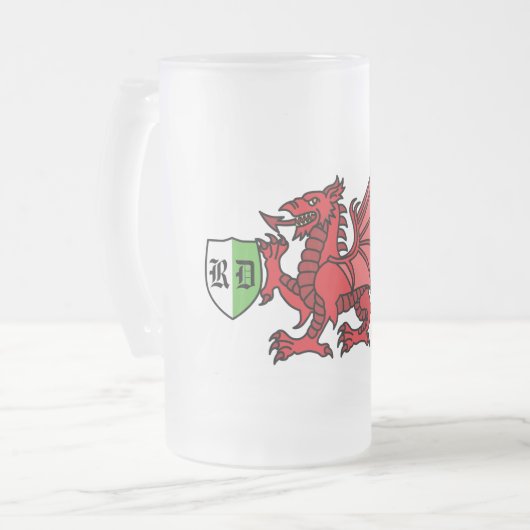 Welsh Dragon Monogram Matglas Bierpul (Voorkant links)