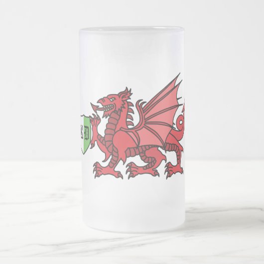 Welsh Dragon Monogram Matglas Bierpul (Center)