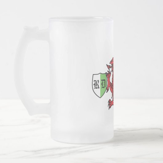 Welsh Dragon Monogram Matglas Bierpul (Links)