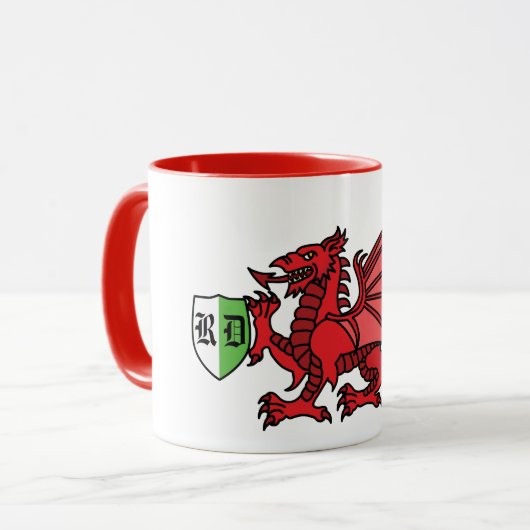 Welsh Dragon Monogram Mok (Voorkant links)