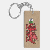 Welsh Dragon Monogram Sleutelhanger (Voorkant Links)