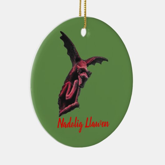 Welsh Dragon Nadolig Llawen bywhacky Keramisch Ornament (Rechts)