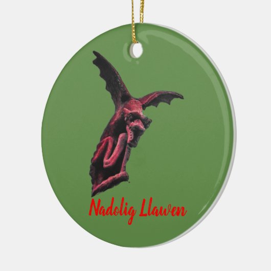 Welsh Dragon Nadolig Llawen bywhacky Keramisch Ornament (Links)