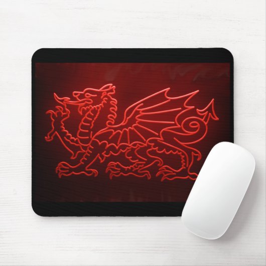 Welsh Dragon Neon Mosepad, Mousemat Muismat (Met muis)