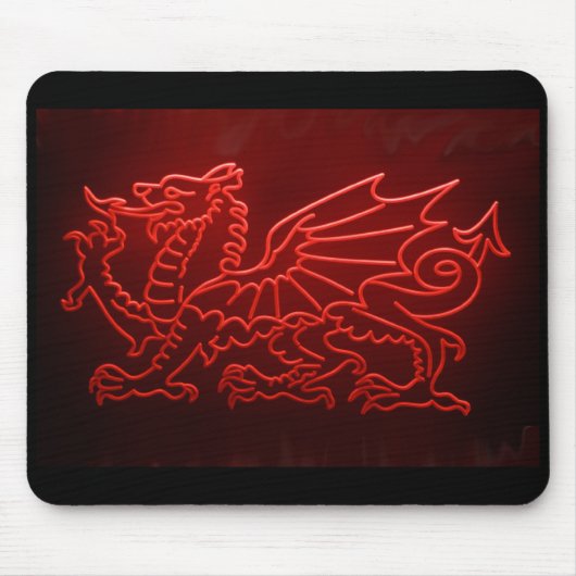 Welsh Dragon Neon Mosepad, Mousemat Muismat (Voorkant)