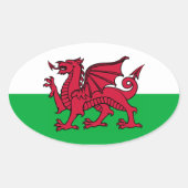 Welsh Dragon Ovale Sticker (Voorkant)