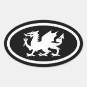 Welsh Dragon Ovale Sticker (Voorkant)