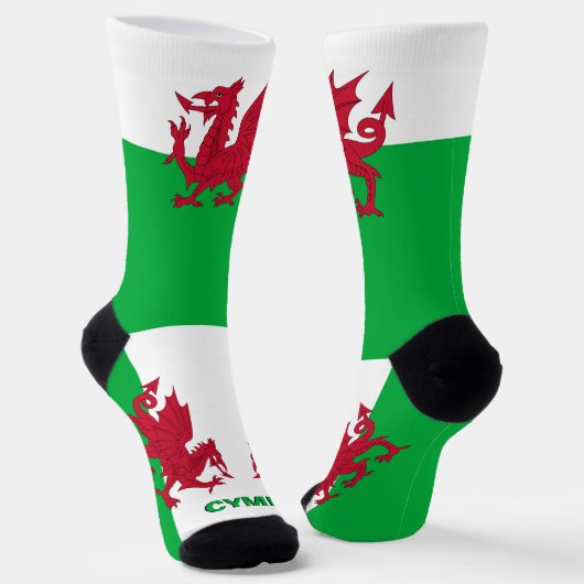 Welsh Dragon Patriotic, Cymru Flag, Wales Premium Sokken (Gebogen)