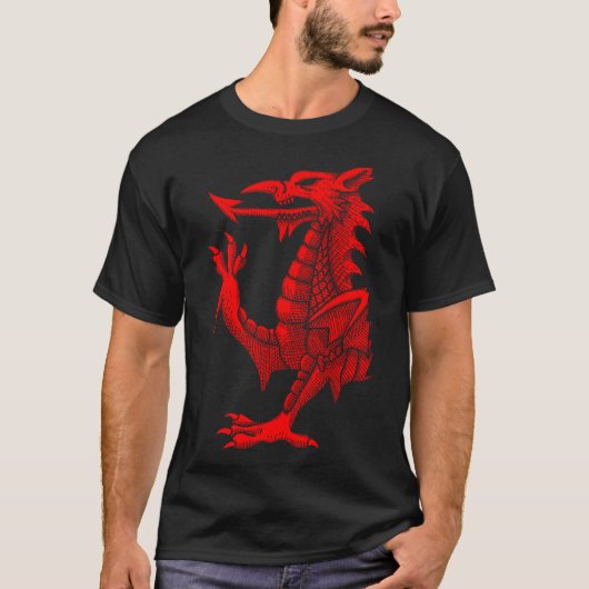 Welsh Dragon - Red Hatching Essential T-Shirt (Voorkant)