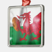 Welsh Dragon Rugby Ball Flag Metalen Ornament (Links)