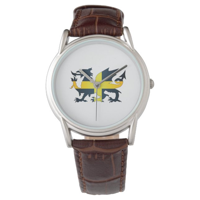 Welsh Dragon Saint David Vlag Horloge (Voorkant)