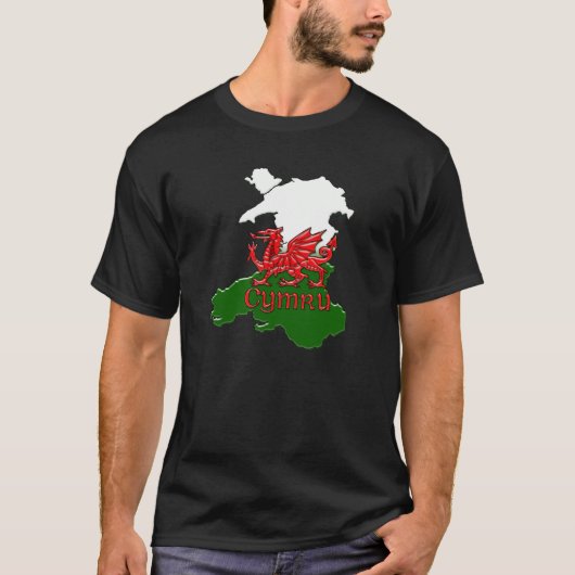 Welsh Dragon T-shirt Embossed Wales St. David (Voorkant)