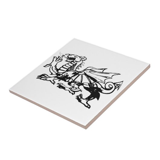 Welsh Dragon tegels Tegeltje (Zijkant)