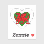 Welsh Dragon / Wales Flag Heart Sticker (Vel)