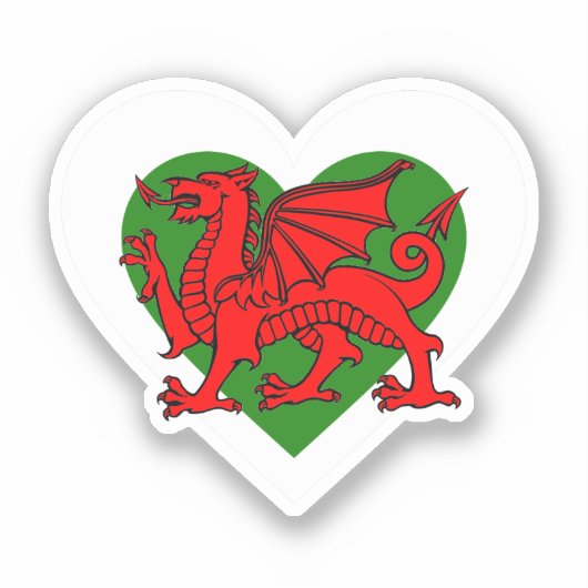Welsh Dragon / Wales Flag Heart Sticker (Voorkant)