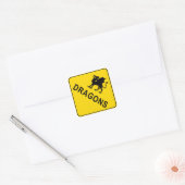Welsh Dragon Warning Sign. Vierkante Sticker (Envelop)