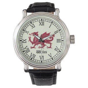 Welsh Dragon Watch - Romeinse cijfers Horloge