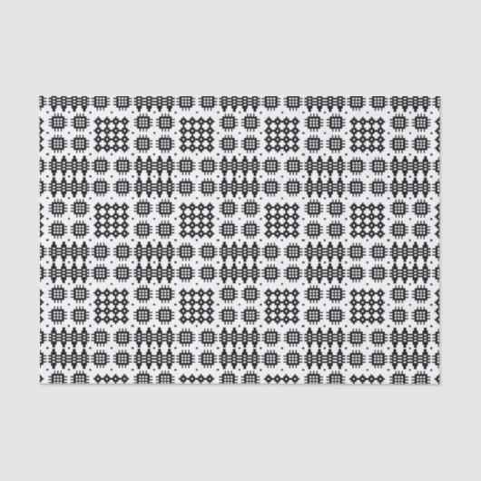 Welsh Faux Tapestry Black and White Tissue Paper Tissuepapier (Voorkant)