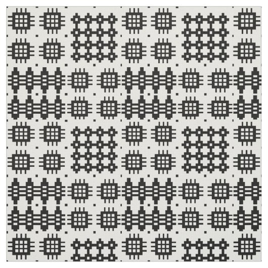 Welsh Faux Tapestry Black en White Pattern Fabric Stof (Swatch)