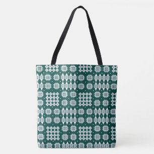 Welsh Faux Tapestry White op Donkergroen Tote Bag