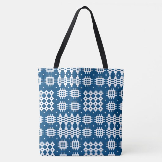 Welsh Faux Tapestry White op Navy Blue Tote Bag (Voorkant)