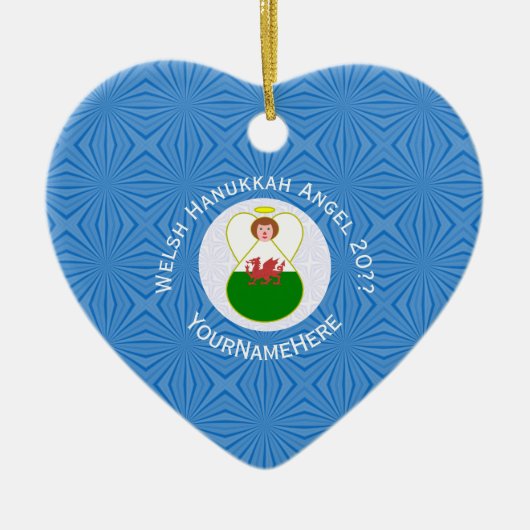 Welsh Flag Angel Hanukkah Keramisch Ornament (Voorkant)