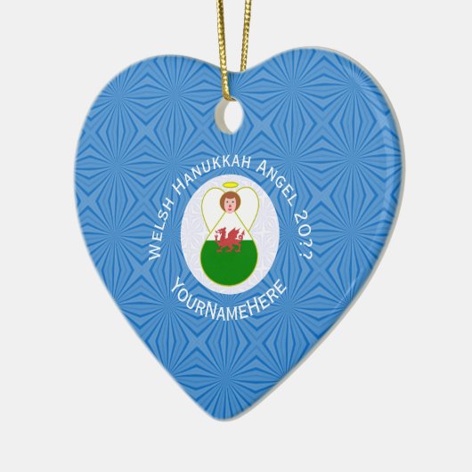 Welsh Flag Angel Hanukkah Keramisch Ornament (Links)