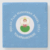 Welsh Flag Angel Hanukkah Stenen Onderzetter (Voorkant)