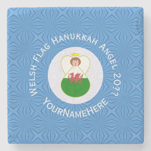 Welsh Flag Angel Hanukkah Stenen Onderzetter (Voorkant)
