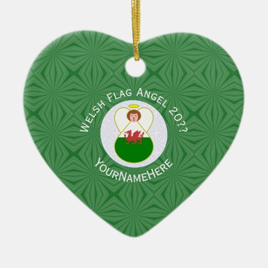 Welsh Flag Angel KerstGreen White Keramisch Ornament (Voorkant)