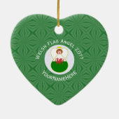 Welsh Flag Angel KerstGreen White Keramisch Ornament (Achterkant)